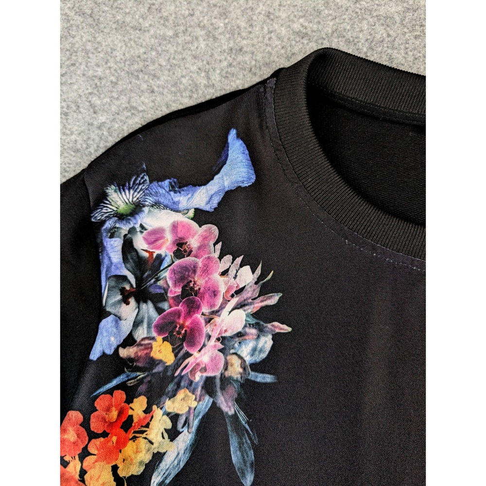 Zara Floral Varsity Number 9 Jersey Top Black Short Sleeve Pockets Woman - Picture 8 of 15